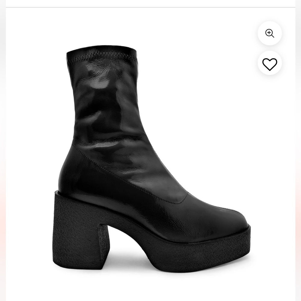 Umi Black Stretch Patent Chunky Ankle Boots